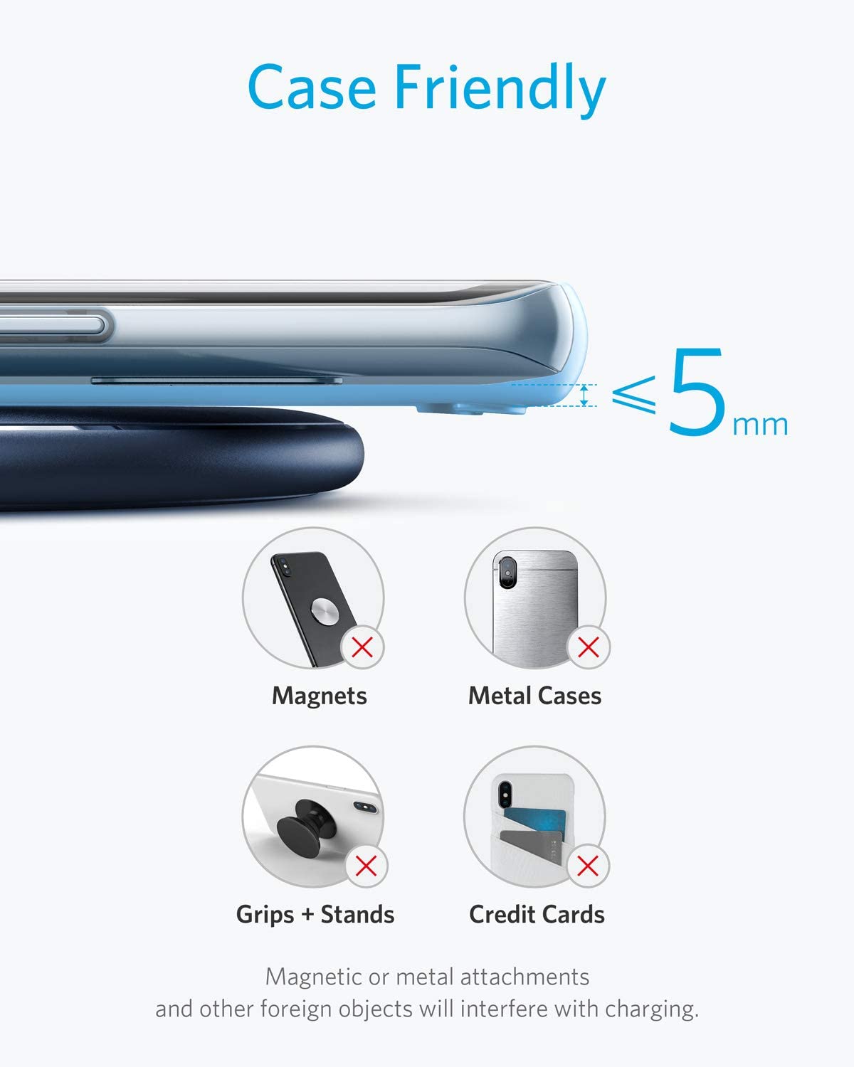 Anker 313 Wireless Charger Pad with a sleek design, ideal for convenient charging of compatible devices.