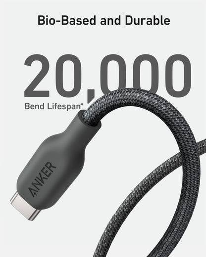 Anker 543 USB C to USB C charging cable, 10 ft long, black, designed for high-speed 240W power delivery.