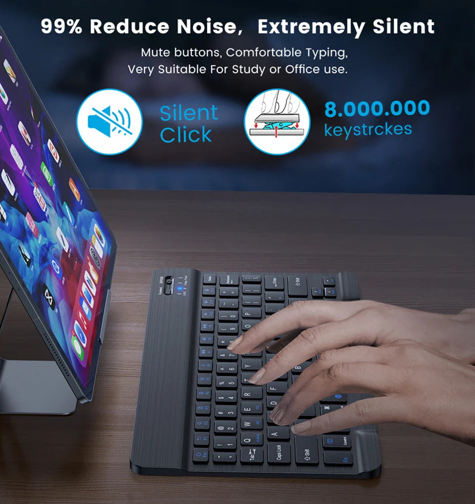 Bluetooth wireless keyboard by Electronics Den with sleek design and compact layout, ideal for efficient typing.