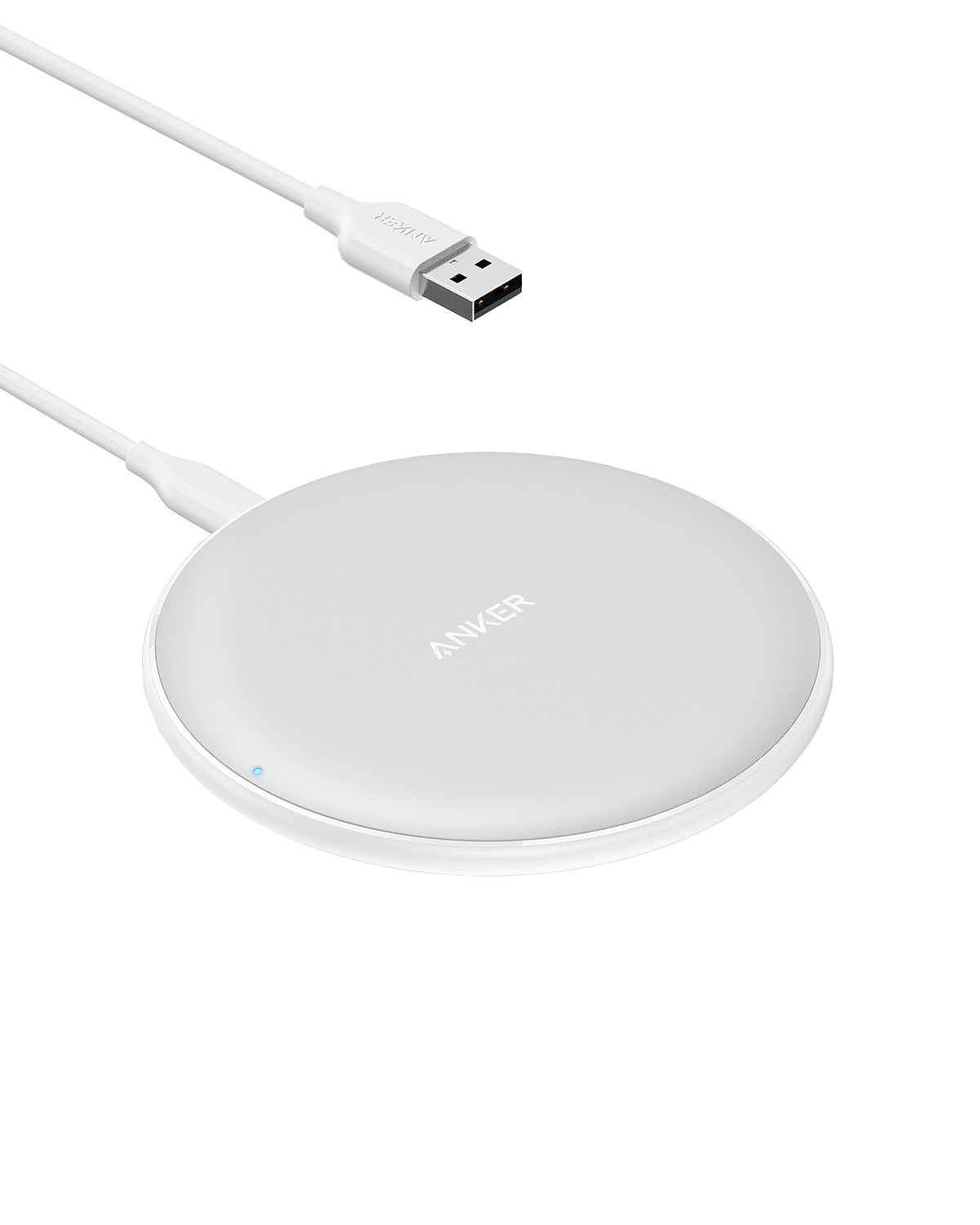 Anker 313 Wireless Charger pad with a sleek design, suitable for charging compatible devices.