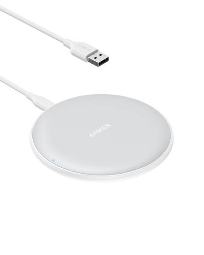Anker 313 Wireless Charger pad with a sleek design, suitable for charging compatible devices.