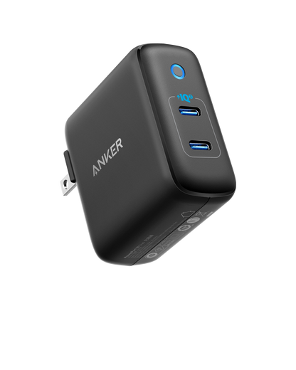 Anker 324 Charger (40W) with dual USB ports for efficient charging of devices, showcasing compact design and durability.