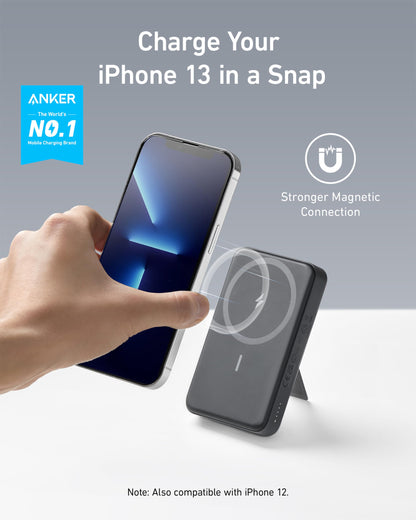 Anker 633 Magnetic Battery charging device in black with magnetic attachment and sleek design, optimized for portable power.