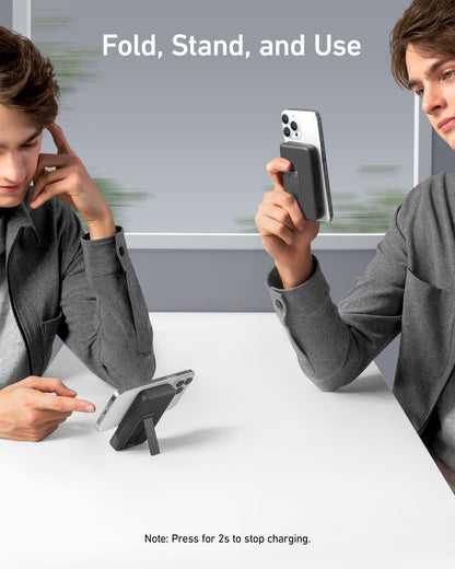Anker 633 Magnetic Battery charging device in black, designed for portable magnetic charging use.