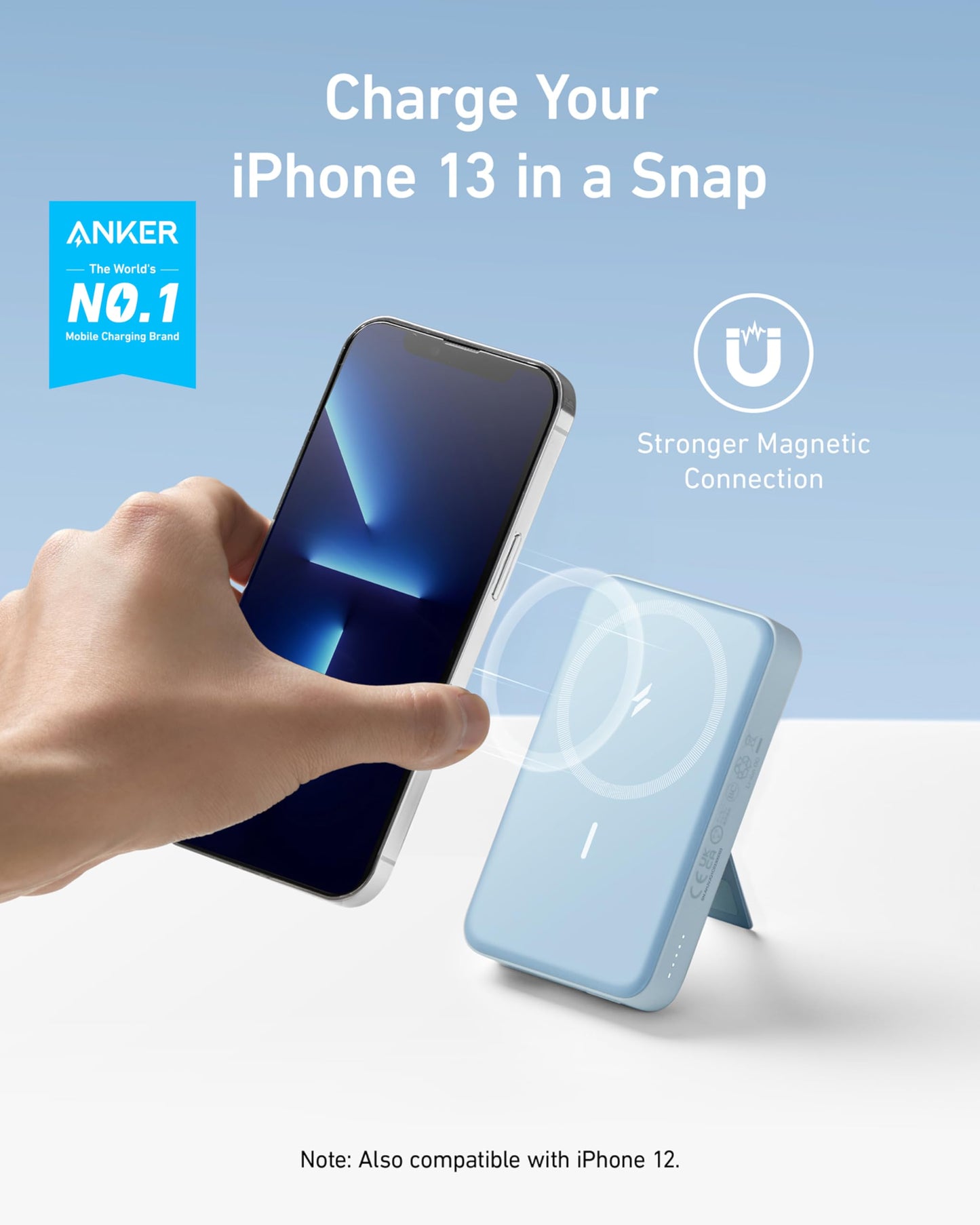 Anker 633 Magnetic Battery in blue, designed for convenient charging with a sleek, compact design.