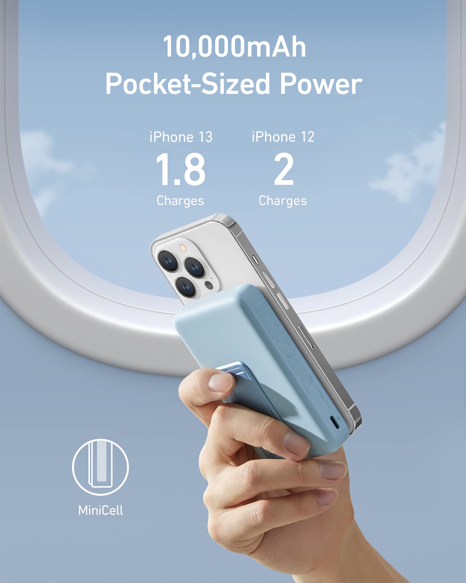 Anker 633 Magnetic Battery in blue, featuring a compact design for easy charging on-the-go.