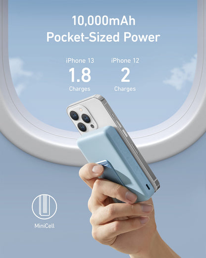 Anker 633 Magnetic Battery in blue, featuring a compact design for easy charging on-the-go.