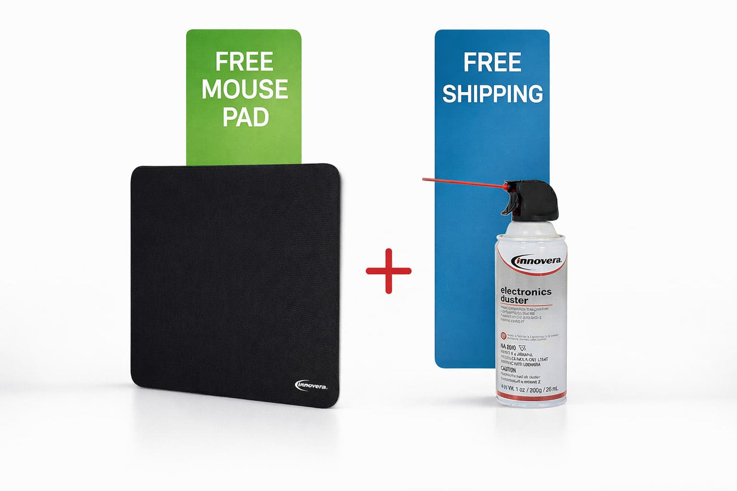 Innovera Tech Refresh Bundle Compressed Air Duster + Free Non-Slip Mouse Pad