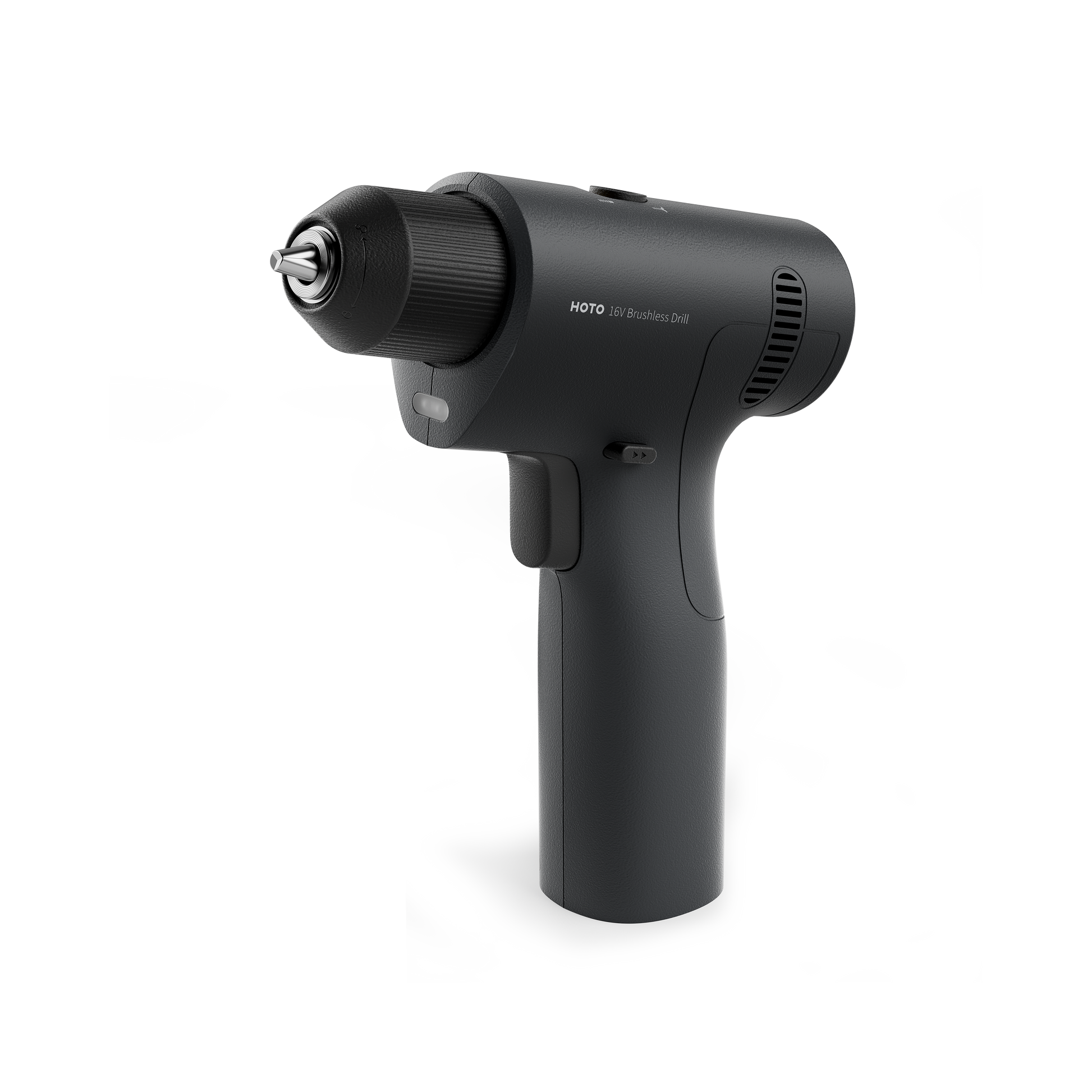 HOTO 16V Brushless Drill showcasing a compact design with ergonomic handle and drill bit attachment for versatile use.