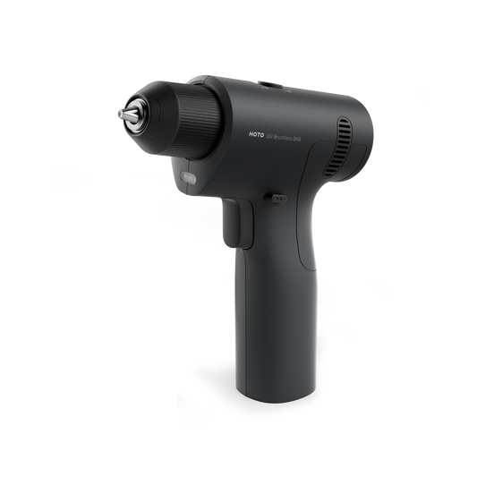 HOTO 16V Brushless Drill showcasing a compact design with ergonomic handle and drill bit attachment for versatile use.