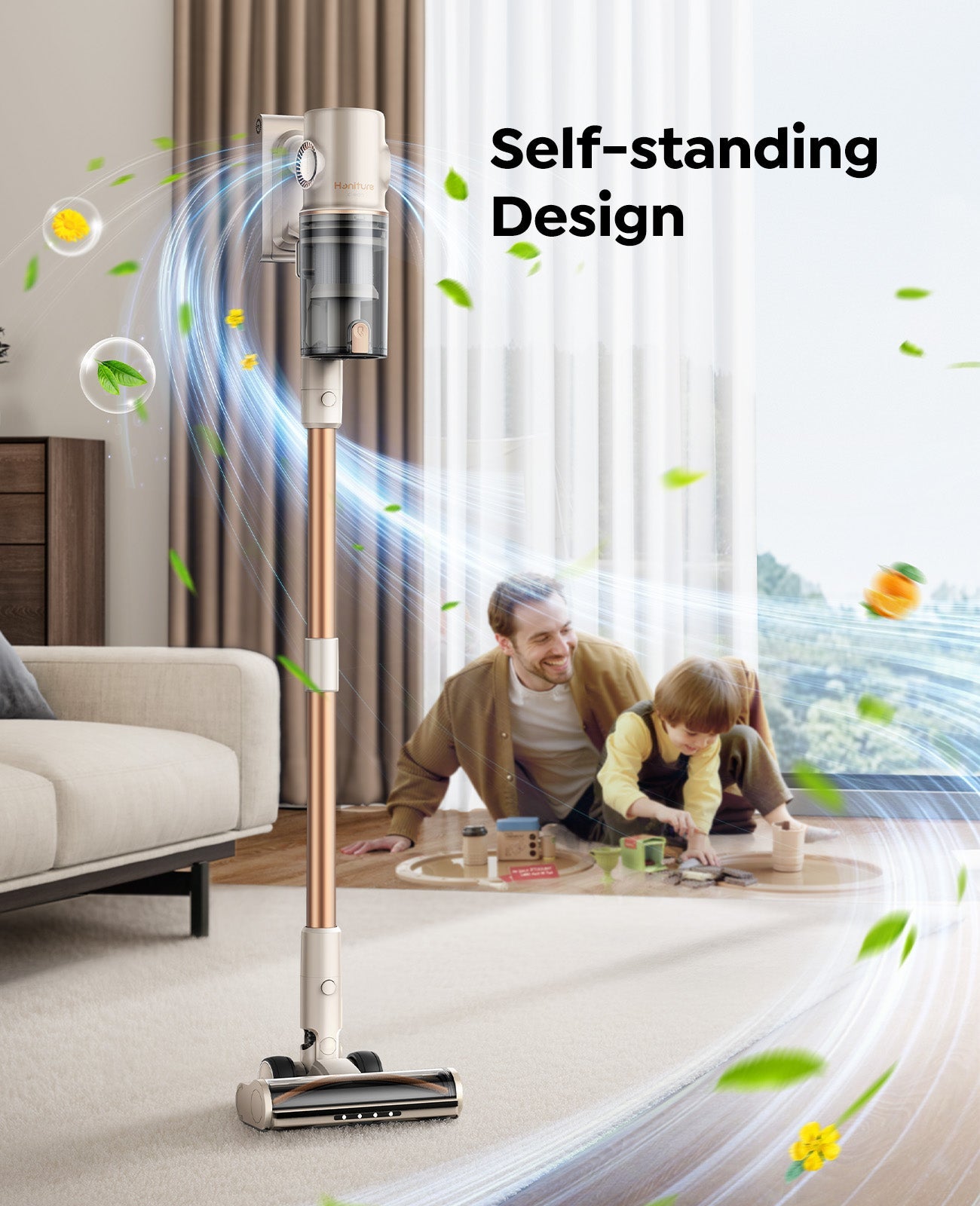 Honiture P7 Pro cordless vacuum cleaner with built-in aroma system, featuring a sleek design and handheld cleaning capabilities.