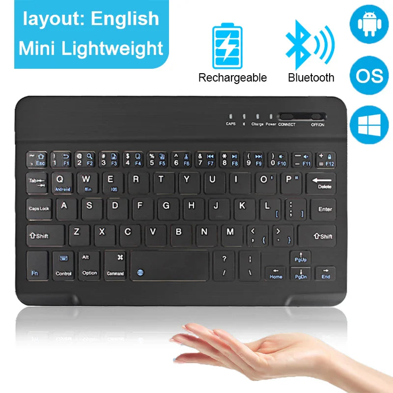 Bluetooth wireless keyboard by Electronics Den with sleek design and compact layout on a wooden desk.