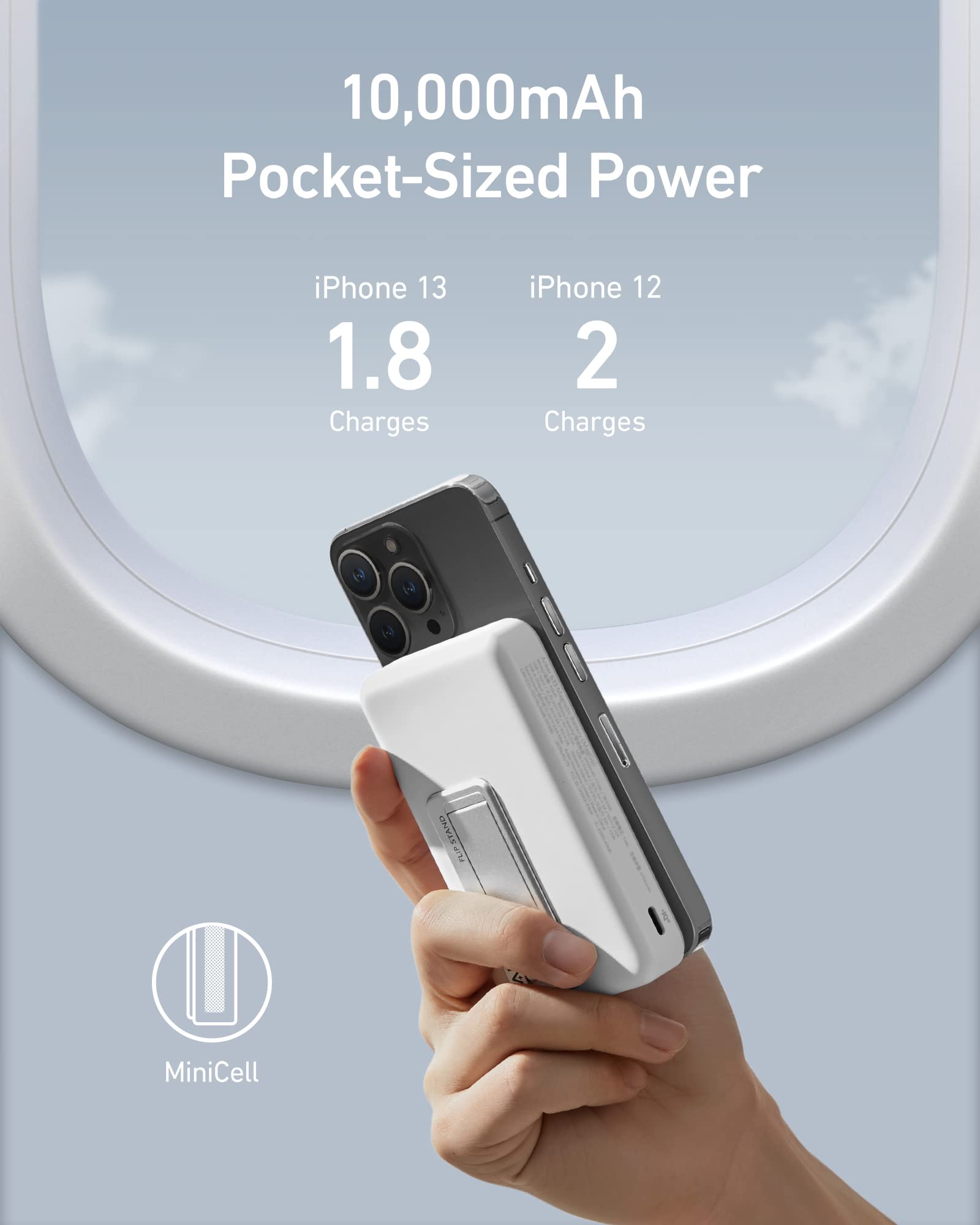 White Anker 633 Magnetic Battery for charging, featuring a sleek design and magnetic connection for convenient power on the go.