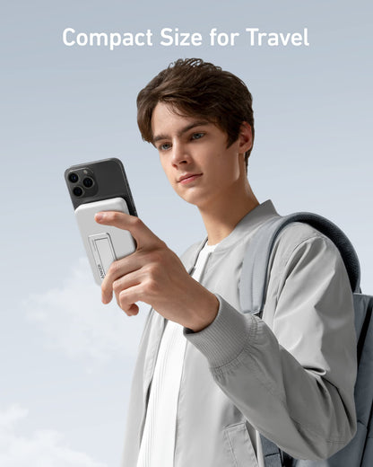 White Anker 633 Magnetic Battery charging accessory with sleek design and magnetic connector for compatible devices.