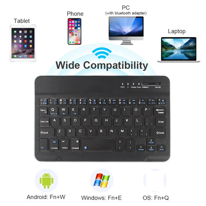 Electronics Den Bluetooth Wireless Keyboard with sleek design and compact layout on a wooden desk.