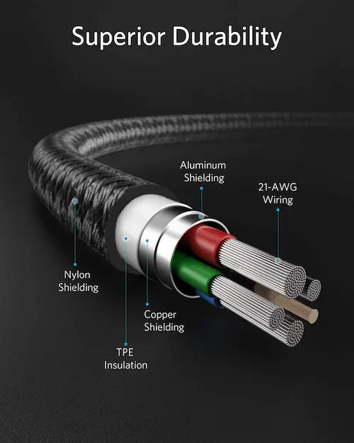 Ezybuy Anker B-331-B USB-C to Lightning cable with durable connectors and a sleek design on a white background.